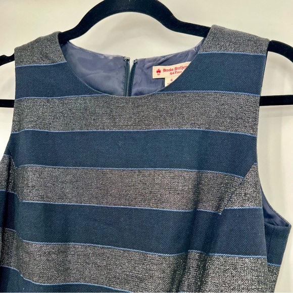 Delete Brooks Brothers Red Fleece Striped Metallic Sleeveless Knee Length Dress - Picture 6 of 11